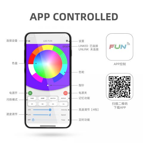 无线蓝牙APP遥控软线流水跑码圣诞装饰灯串-12米120灯